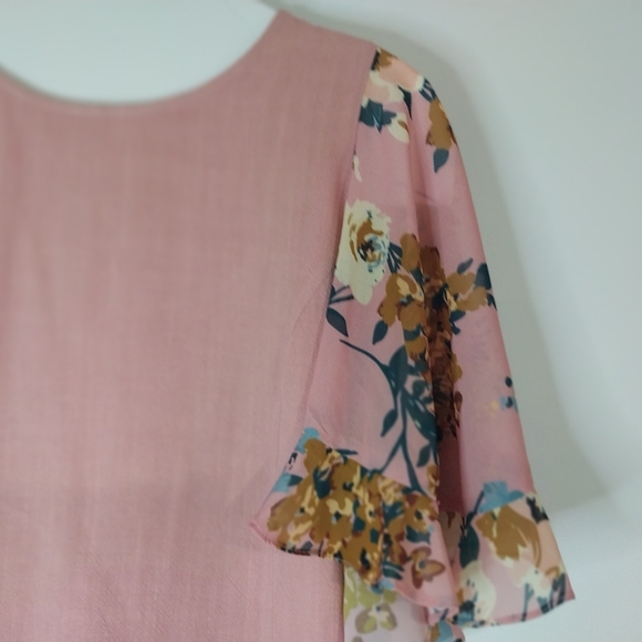 Umge USA   Floral Sleeve Pink Blouse S sz. - Picture 10 of 12